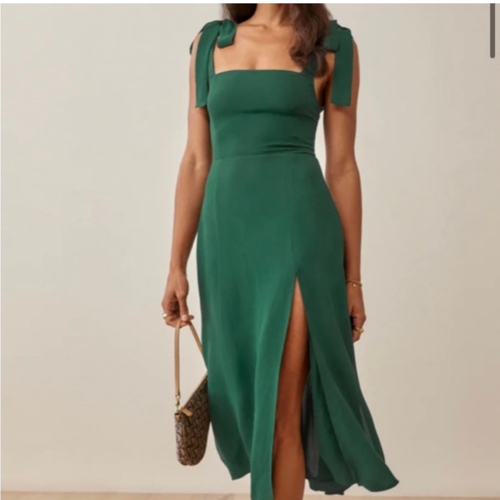 Reformation Twilight Dress in Emerald